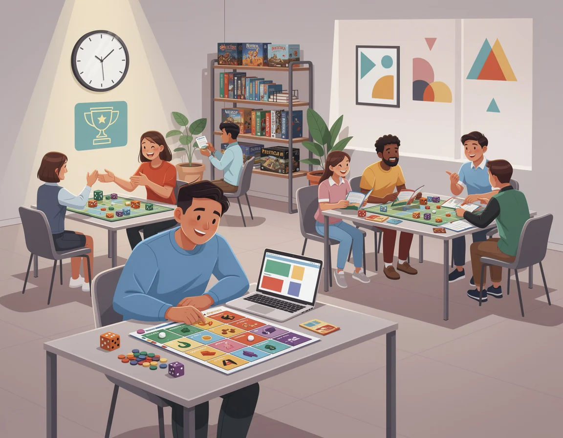 Ilustrasi Cara menyusun jadwal game night untuk pemain baru untuk ruang game night ramah pemula dengan turnamen friendly