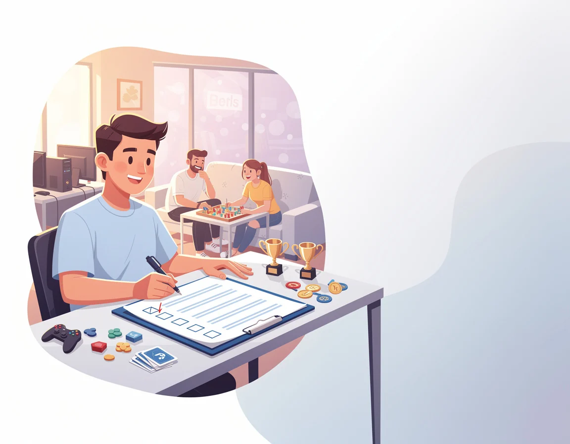 Ilustrasi Checklist admin sebelum membuka turnamen friendly untuk ruang game night ramah pemula dengan turnamen friendly